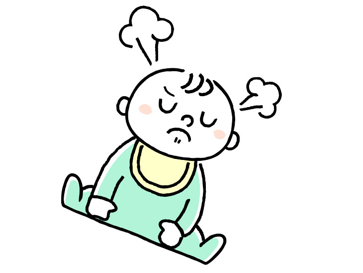 不機嫌な赤ちゃんのイラスト