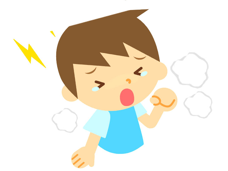 苦しそうに息をしてる男の子のイラスト