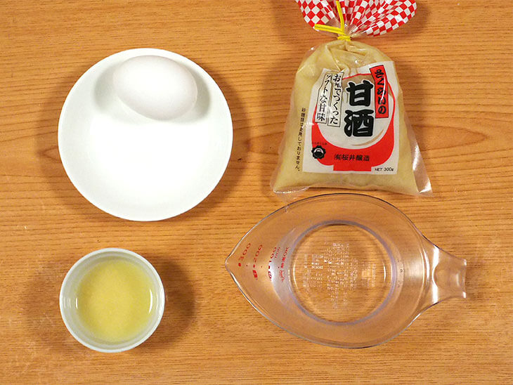 ノンアル甘酒で作る子供用卵酒の材料