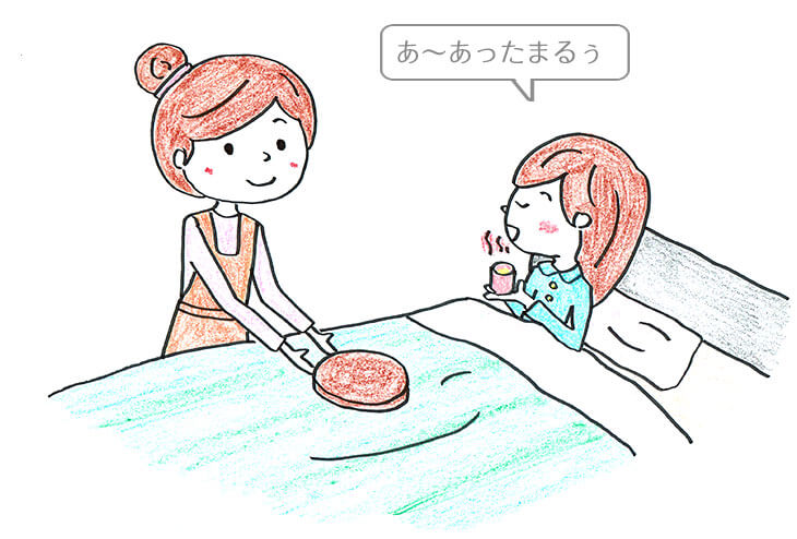 子供に卵酒を飲ませる母親のイラスト