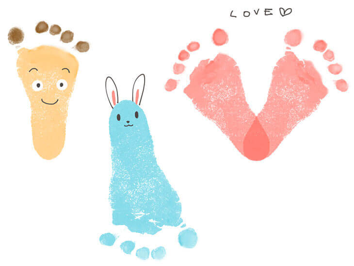 赤ちゃんの足形で作った足形アート