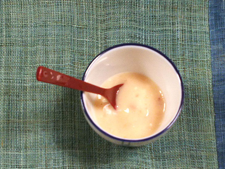 離乳食初期のおすすめレシピ「トマトとじゃがいものミルクポタージュ」の完成品