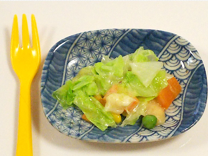 離乳食完了期のおすすめチーズレシピ「チーズIN野菜ソテー」の完成品