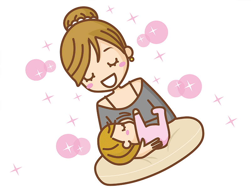 赤ちゃんに授乳しているママのイラスト