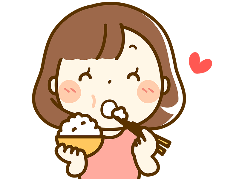 ご飯を食べている女性のイラスト