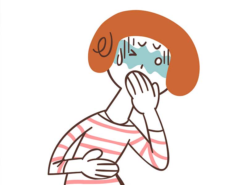 吐き気で口に手をあててる妊婦さんのイラスト