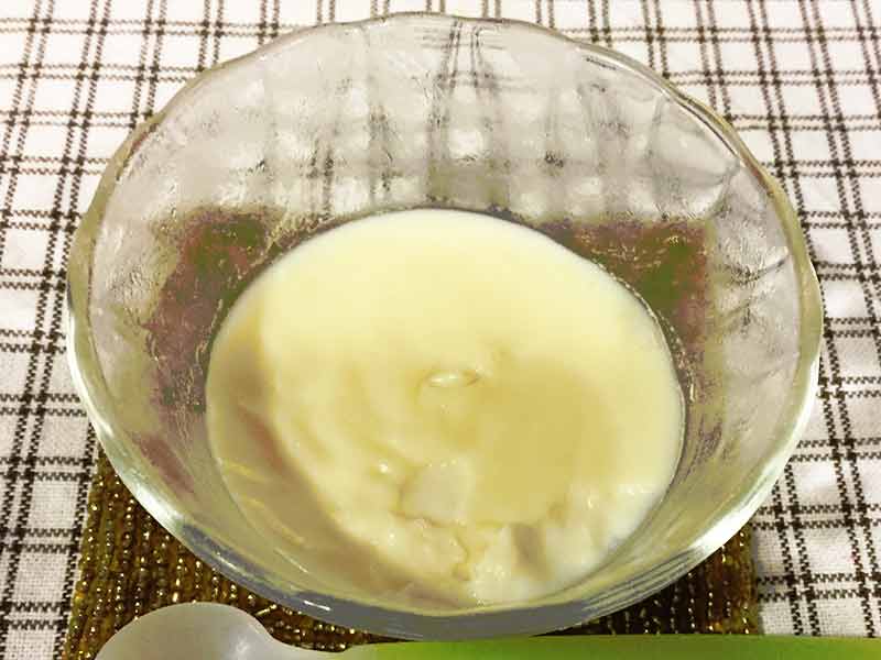 離乳食中期の豆乳おすすめレシピ「豆乳のプリン」の完成品