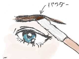 アイブロウパウダーを塗る女性