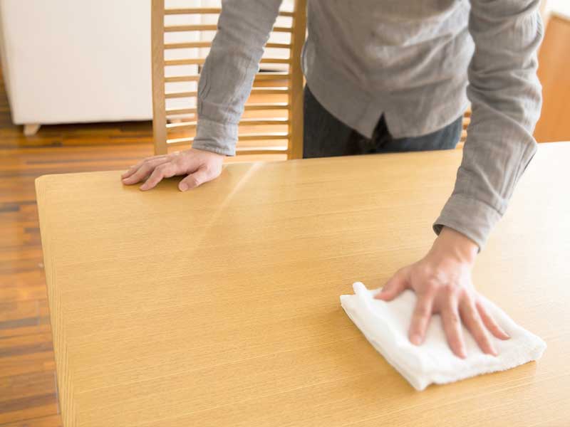 掃除をする女の人の手