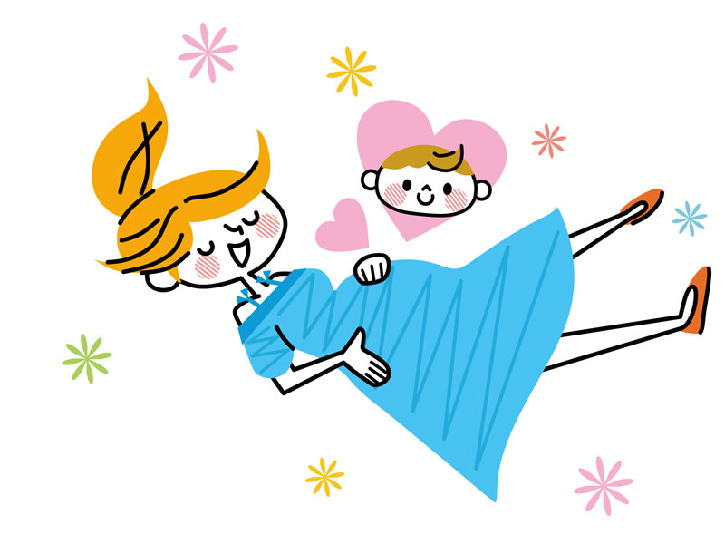 寝てるママのイラスト