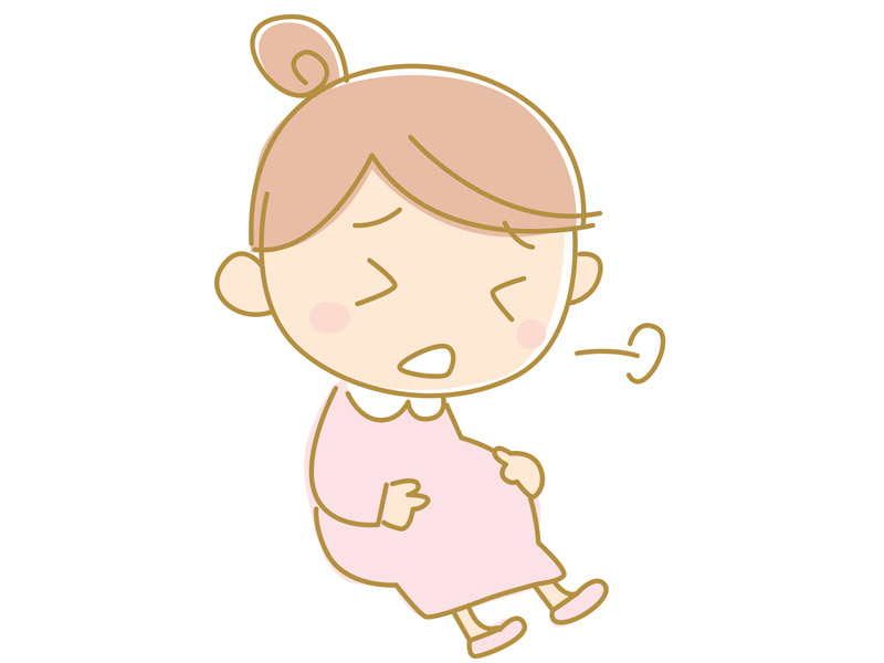 ため息をついて辛そうな妊婦さんのイラスト