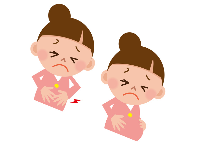 お腹張りのある妊婦さん