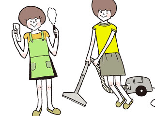 掃除する女性